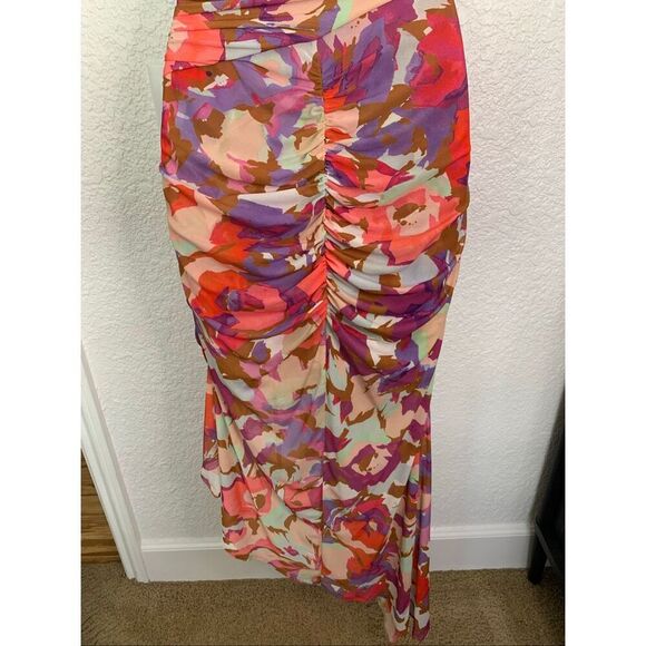 Nicholas Maeve Floral Ruched Dress Pink Abstract Floral Size XS - Picture 10 of 12